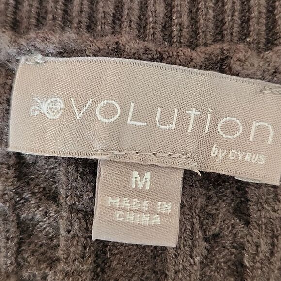 EVOLUTION By Cyrus Women's Gray Knitted Long Sleeve Asymetrical Fall Sweater M - Picture 9 of 9